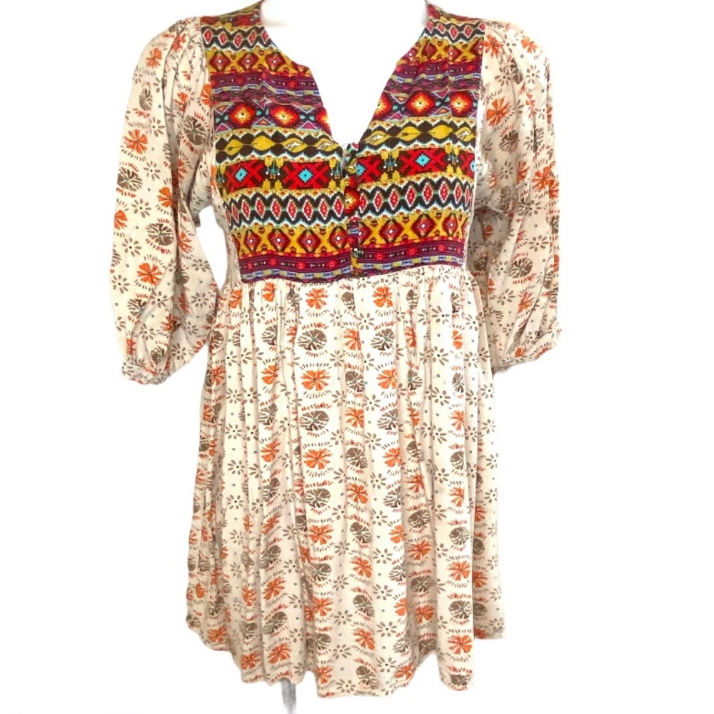 Umgee Boho Floral Dress with Embroidered Bodice
